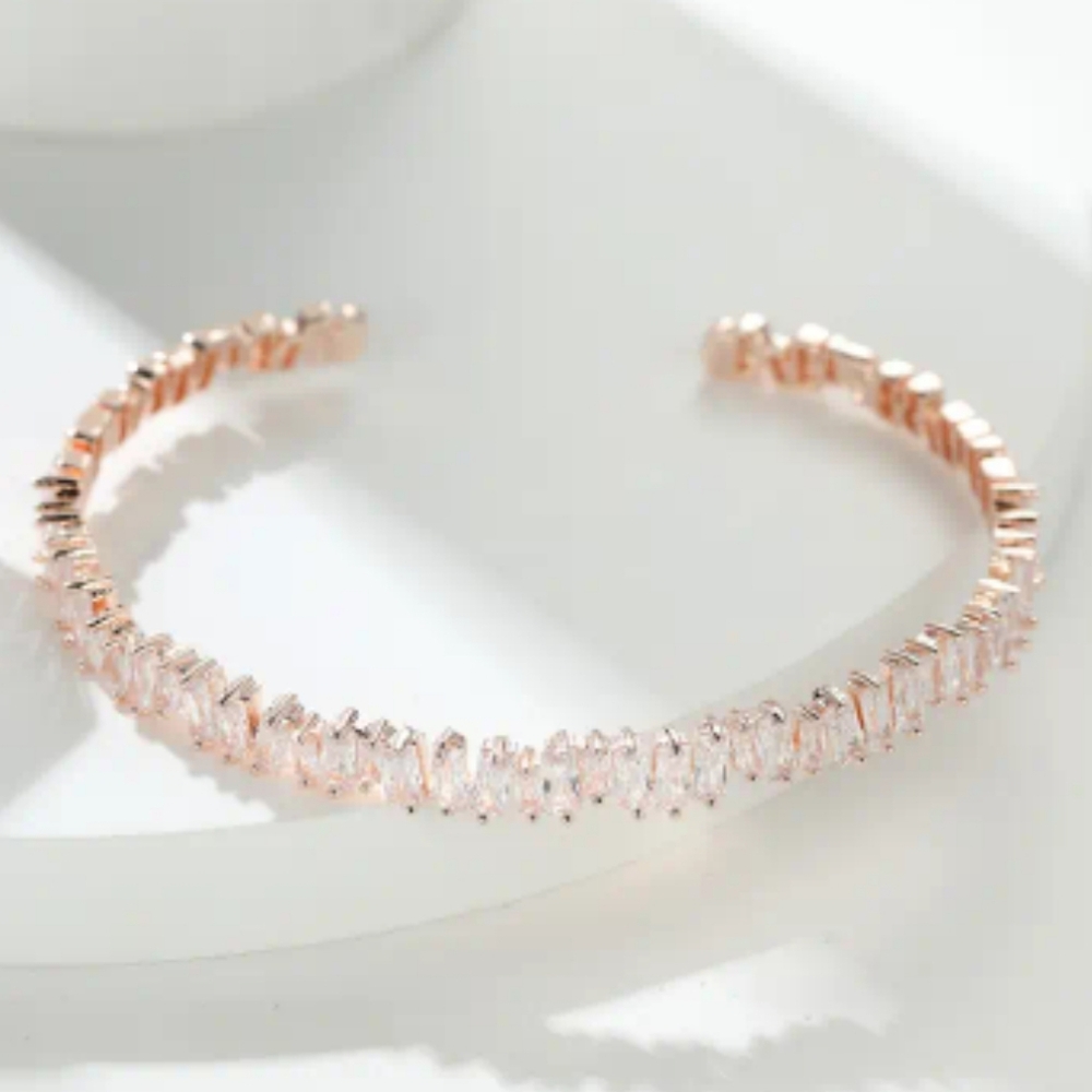 #49 Full Star Zirconia Open Bracelet, Copper, with Sparkling Stones - Picture 3 of 14